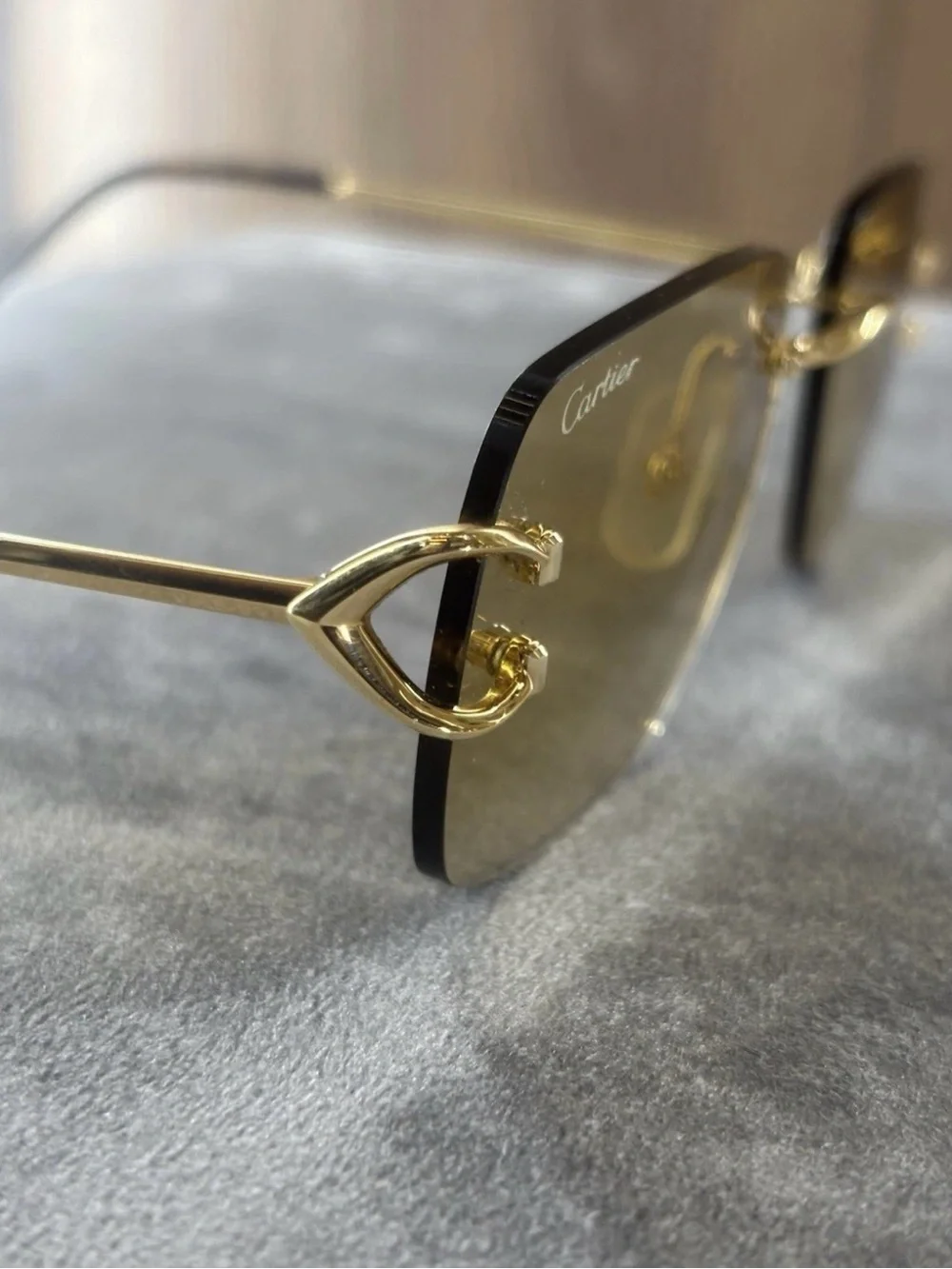 Cartier CT0330S 005 Rimless Gold Brown Gradient Sunglasses 59-19-145 w/ Case